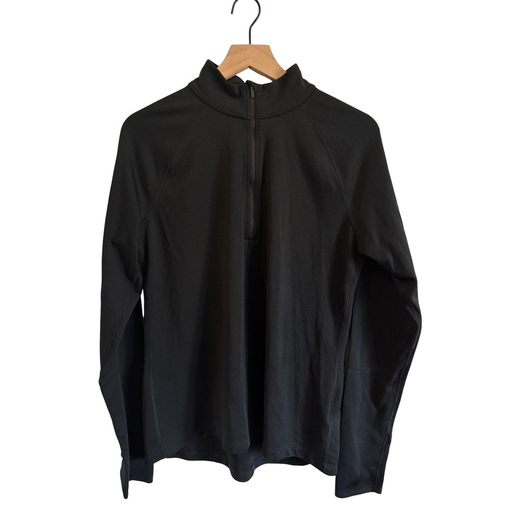 Polartec Mens Black Quarter Zip Pullover Thumbhole Performance Base Layer XL